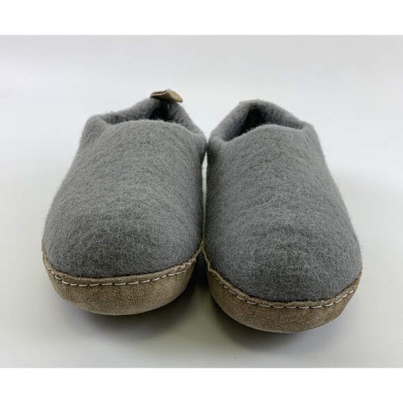 HAUSSIMPLE Natural Wool Cozy Indoor Slip On Slippers Gray Leather Sole Womens 10 - Picture 3 of 13